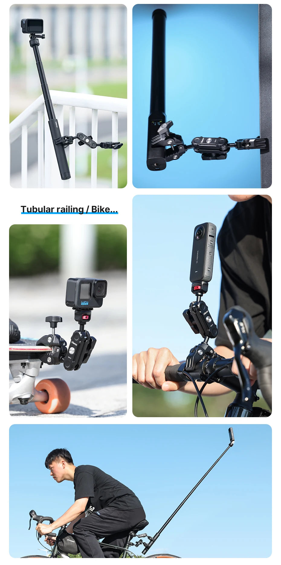 CowLost | ulanzi-co17-pea-pods-dule-head-super-clamp-for-go-pro-11-10-9-8-7-6-insta360-super-clamp-magic-arm-travel |9