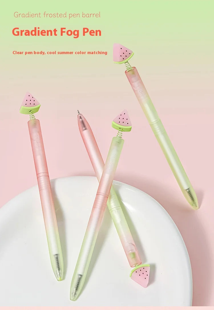 CowLost | product_id-4pcs-lopet-kwaii-cute-twist-gel-pens-color-changing-watermelon-vanilla-cream-quick-dry-black-ink-stationery-gift |13