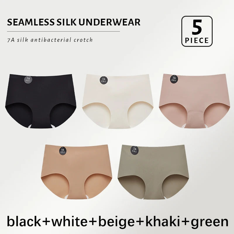 CowLost | product_id-5pcs-seamless-ultra-thin-high-elastic-mulberry-silk-womens-briefs |15