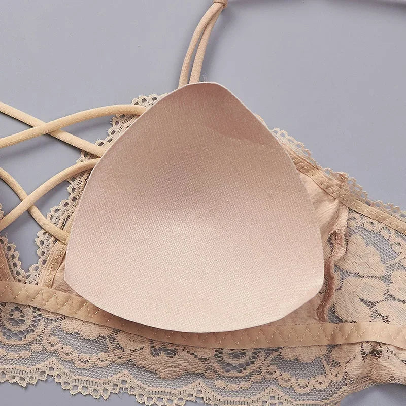 CowLost | product_id-ollymurscn-womens-floral-lace-wireless-push-up-padded-bra-with-cross-straps |14