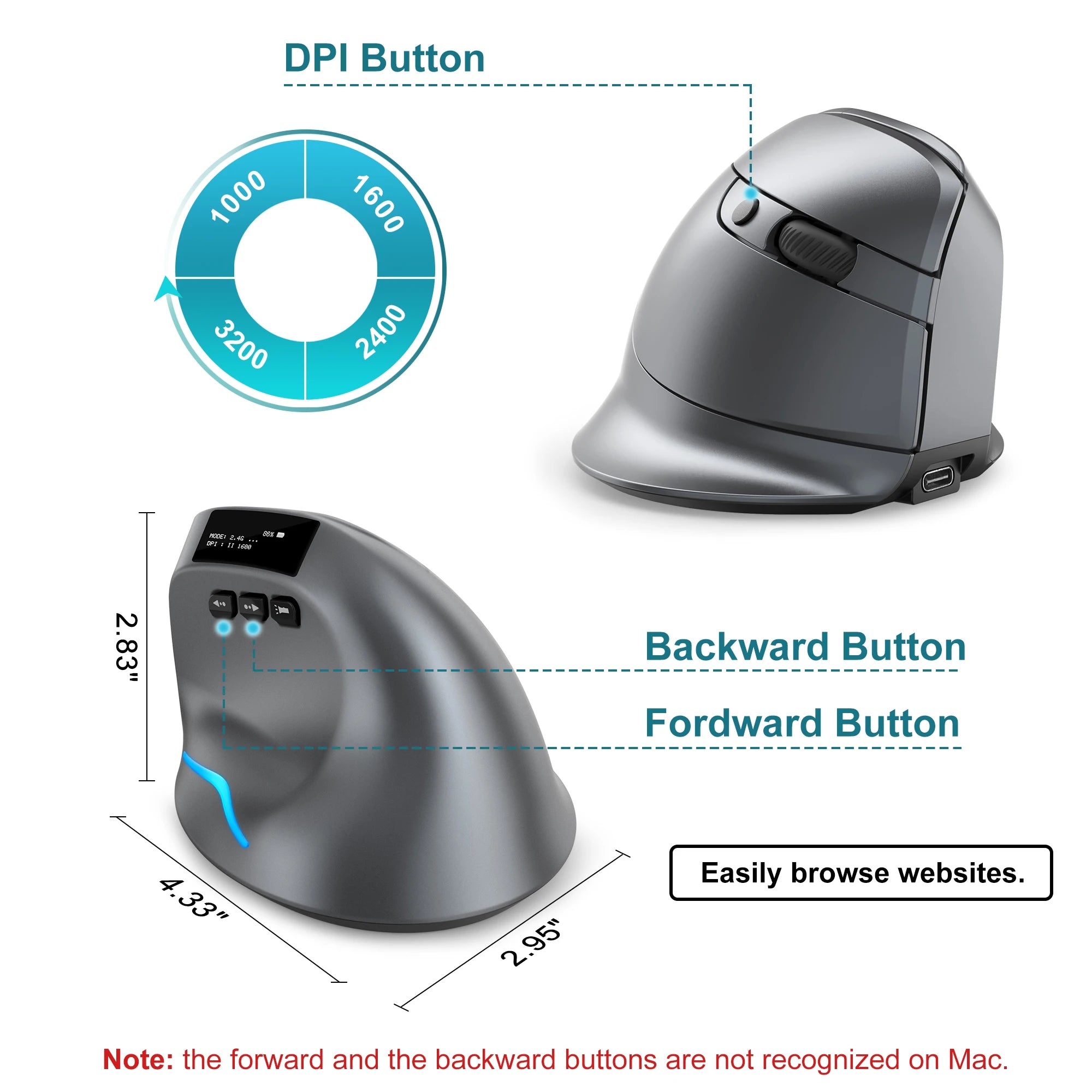 CowLost | product_id-lefon-bluetooth-wireless-vertical-ergonomic-mouse-with-oled-screen-rgb-optical-rechargeable-for-pc-and-laptop-gaming |6
