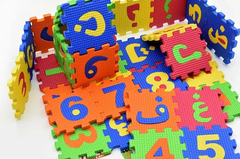 Arabic Alphabet and Number Puzzle Mats for Kids 28PCS Language & 8PCS Number Carpet Rugs