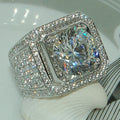 European American Crystal Stainless Steel Square Zircon Rings for Men Women Engagement Jewelry