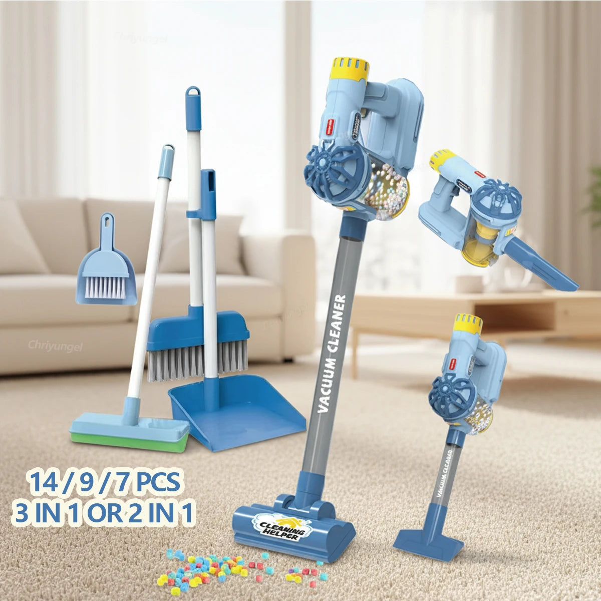 Kids Electric Vacuum Cleaner Toy Pretend Play Cleaning Set Educational Gift for Toddlers