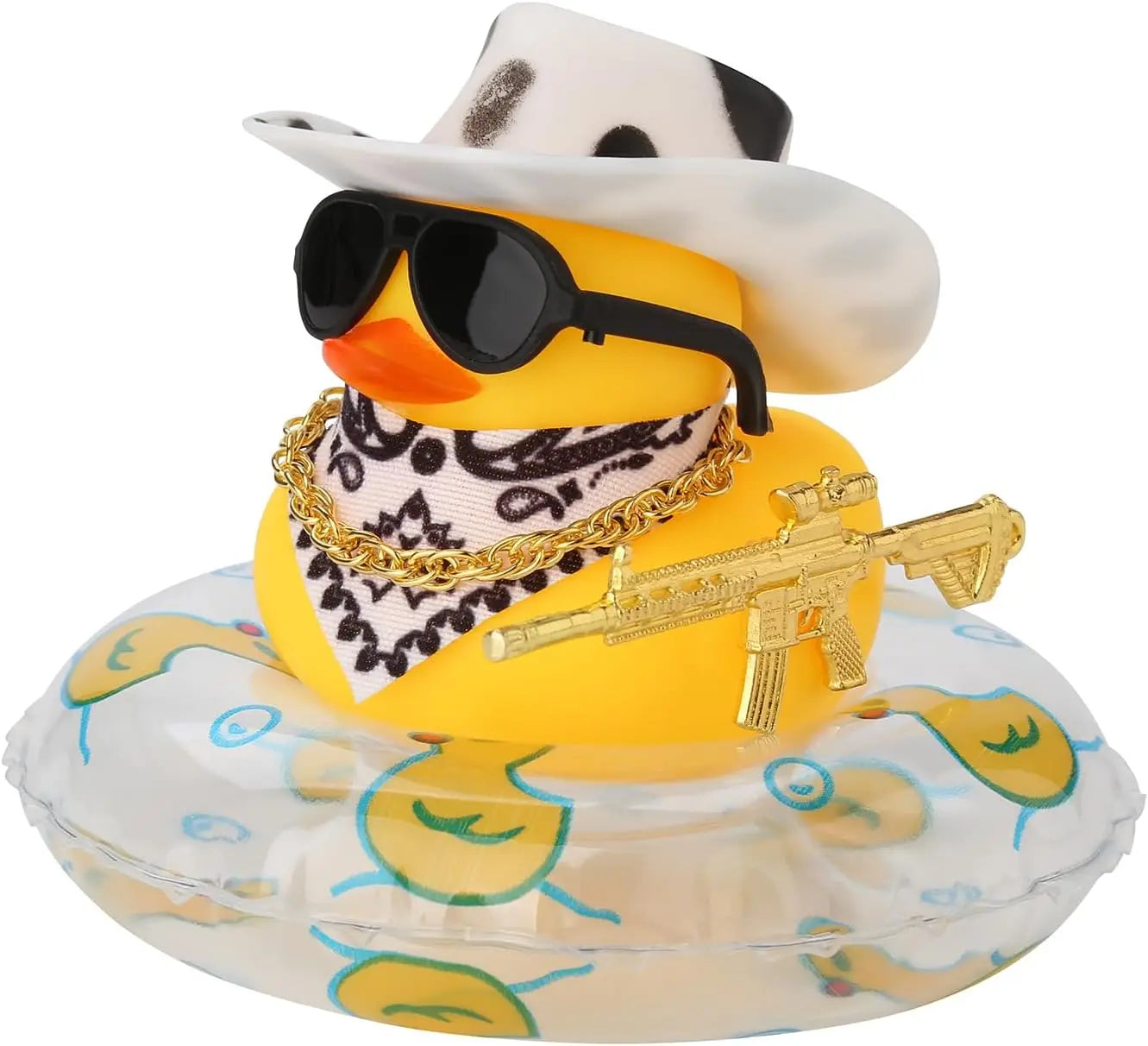 CowLost | product_id-rubber-duck-car-dashboard-ornament-with-cowboy-hat-necklace |13