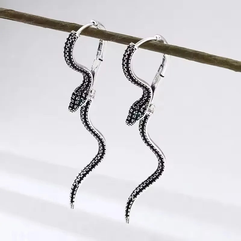 CowLost | business-card-cases-sam-panda-925-sterling-silver-vintage-square-snake-hoop-earrings-for-women |9