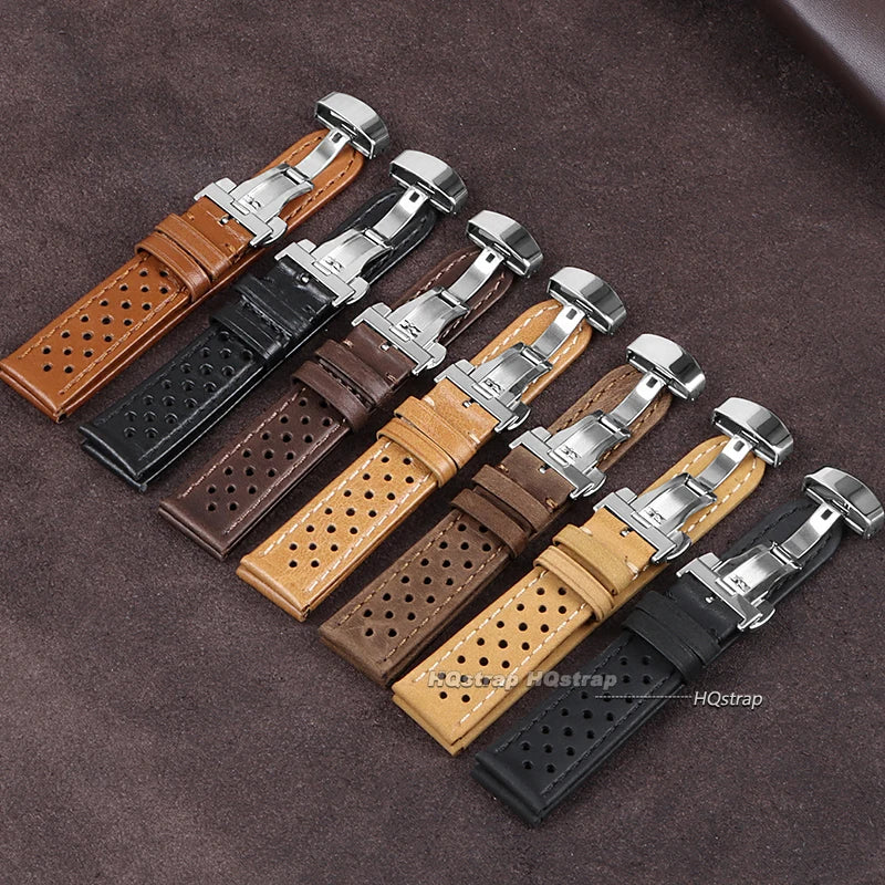CowLost | product_id-vintage-genuine-leather-watch-strap-18-20-22mm-cowhide-with-butterfly-buckle-breathable-sport-wristband |8
