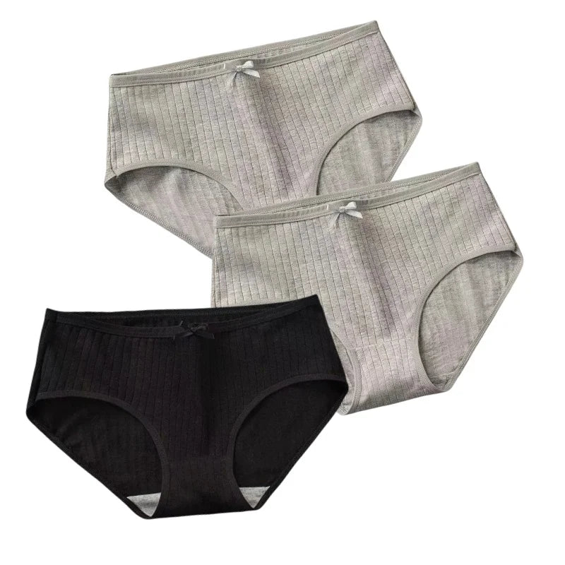CowLost | product_id-3pcs-women-low-waist-solid-briefs-breathable-cotton-panties |19