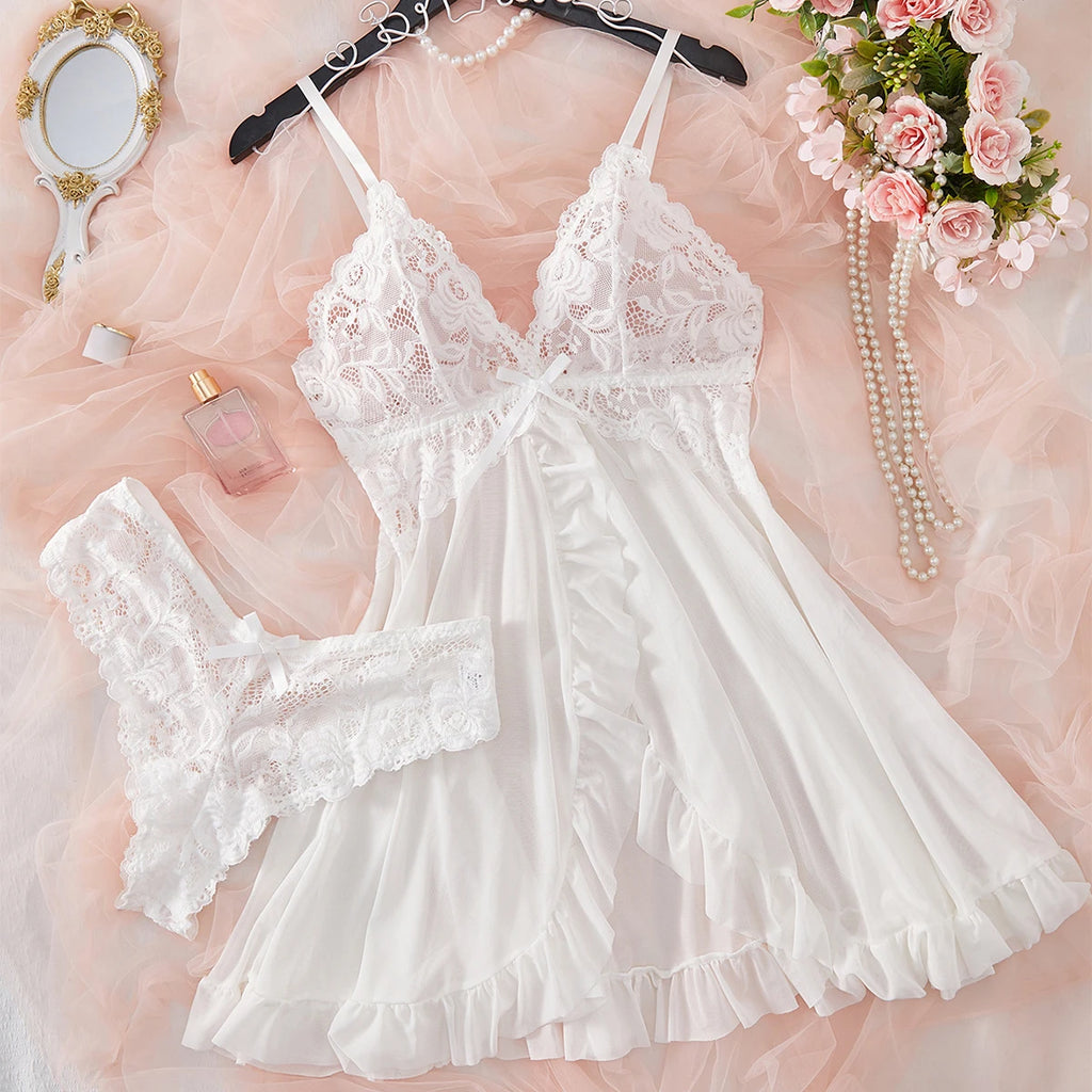 CowLost | romantic-white-sexy-lingerie-womens-underwear |4