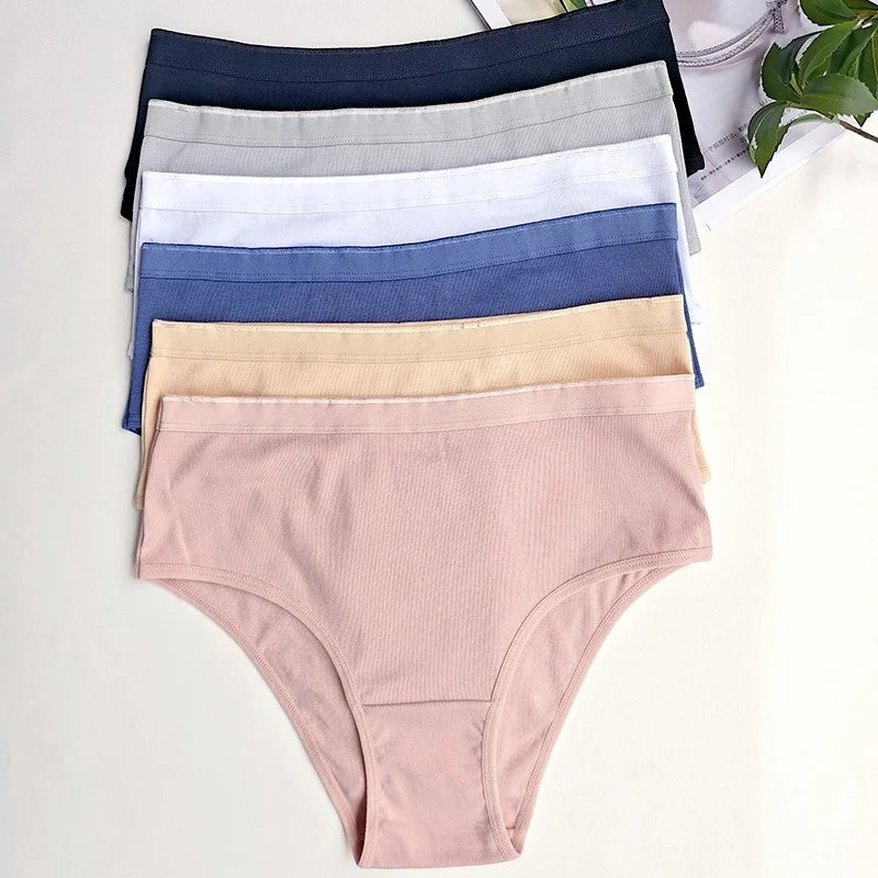 CowLost | product_id-3pcs-women-high-waist-cotton-stretch-briefs-solid-colors-s-l |6