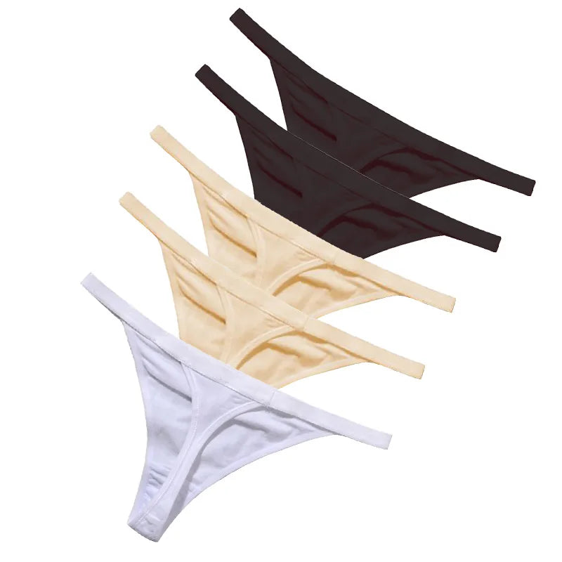 CowLost | 5pcs-women-rib-g-string-thongs-sexy-female-low-waist-panties |13