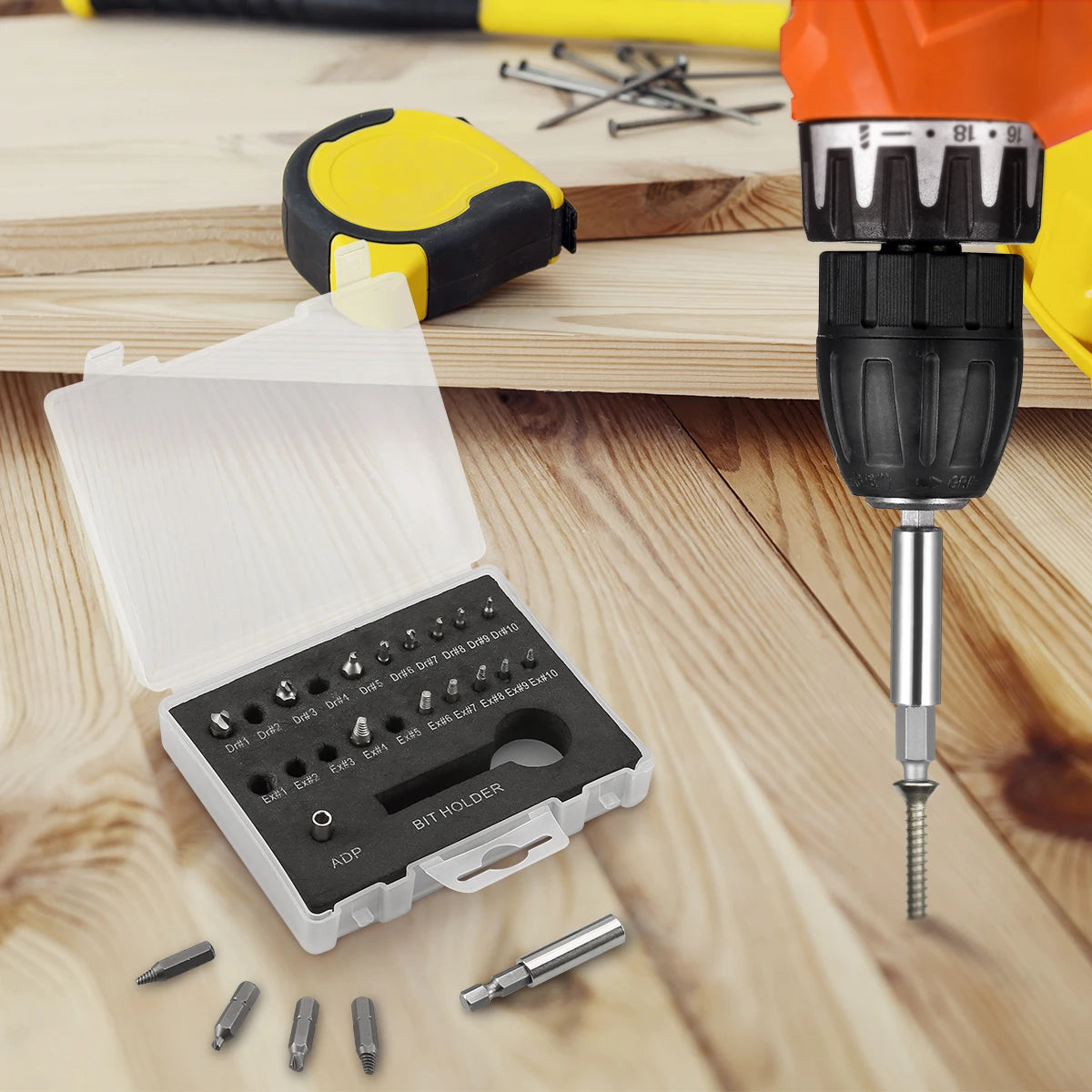 22pcs Screw Removal Set for Hexagonal, Machine, Tension, Wood & Sheet Metal Screws