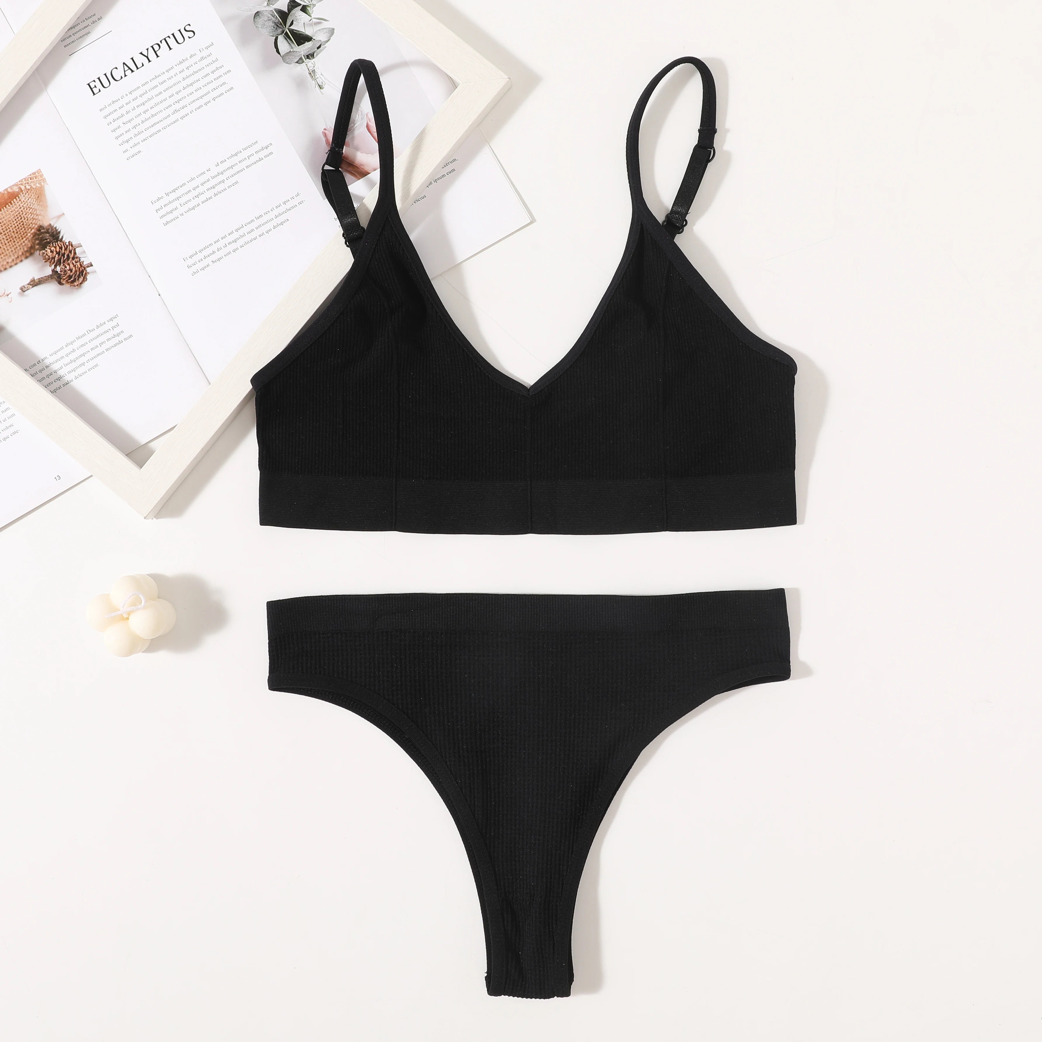 CowLost | product_id-women-seamless-wire-free-push-up-bra-high-rise-brief-set-v-neck-lingerie |23