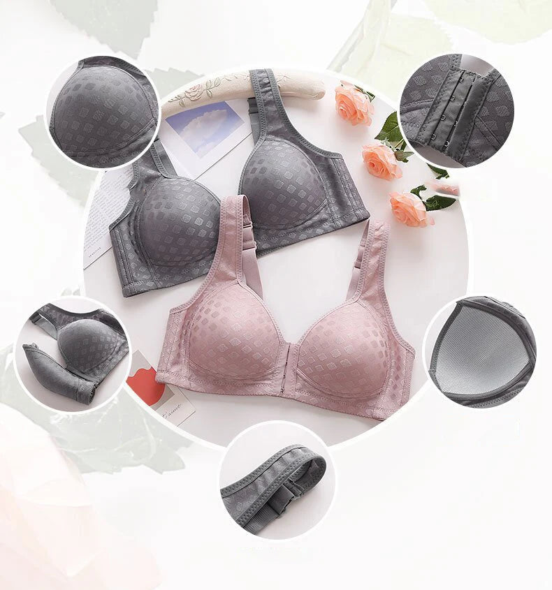 CowLost | product_id-fallsweet-plus-size-plaid-seamless-wireless-front-closure-push-up-bra |7