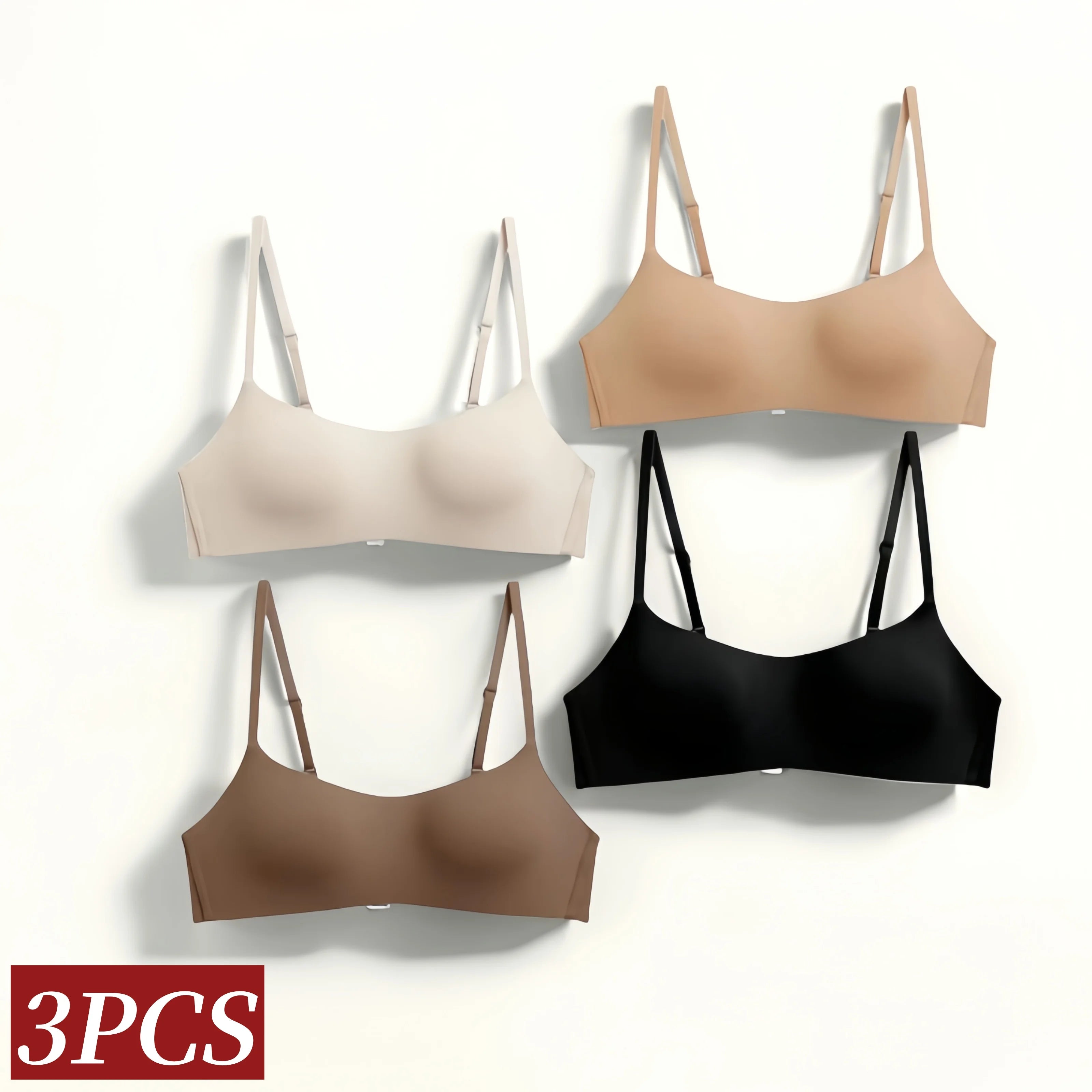 CowLost | product_id-3pcs-seamless-wire-free-1-2-cup-push-up-bras-with-back-closure-for-women |2