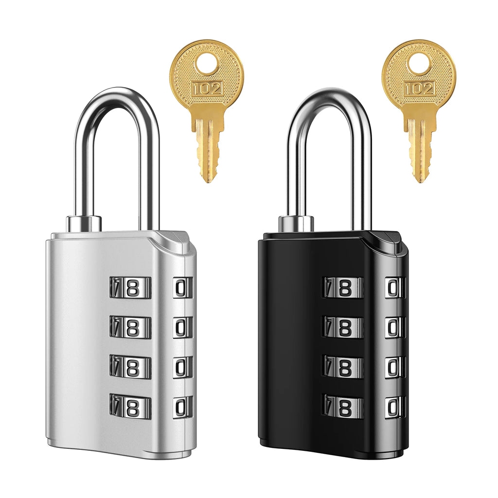 ORIA 2-Pack 4-Digit Waterproof Combination Padlocks for Outdoor Gym Trunk Security Black