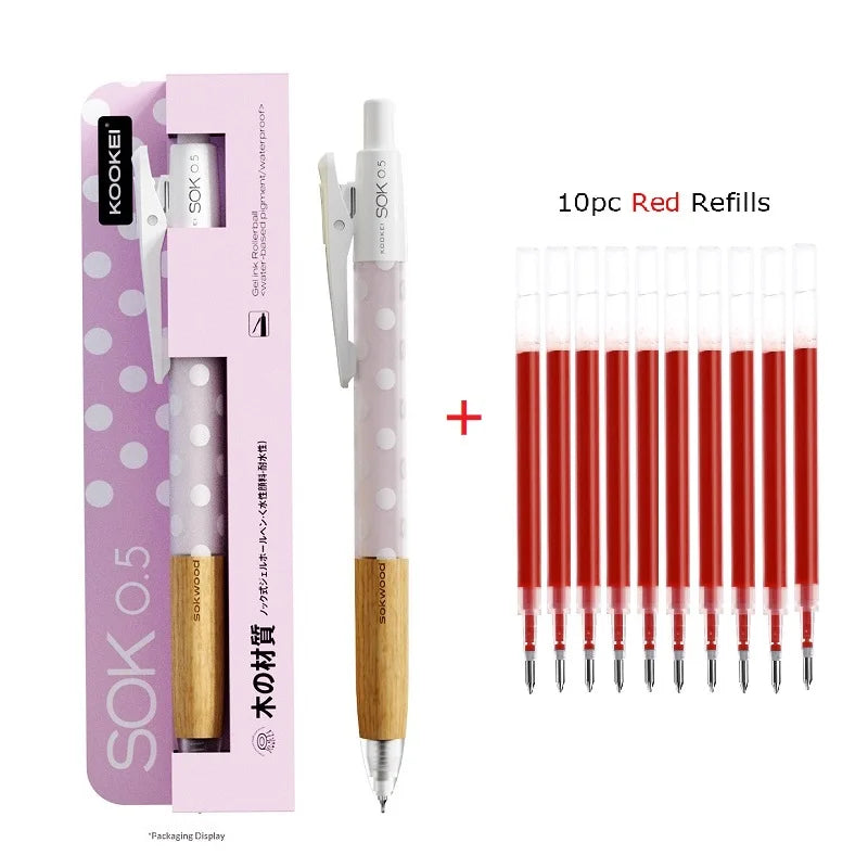 CowLost | product_id-kookei-gel-pen-with-oak-wood-handle-smooth-0-5mm-st-nib-fast-dry-ink-polka-dot-design-for-students-professionals |31
