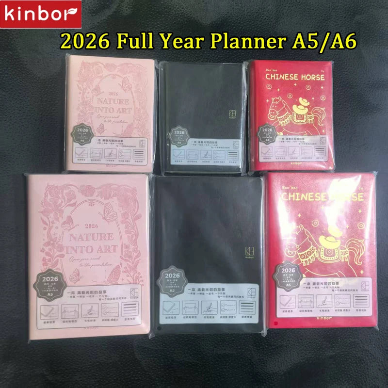 CowLost | kinbor-full-series-2026-a5-planner-daily-book-a6-annual-52g-tomoe-river-paper-journals-notepads-pure-colors-timeline-eight-grid-1 |2
