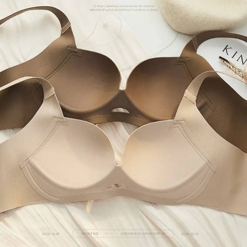 CowLost | push-up-bras-for-women-seamless-underwear-non-wired-no-rims-gathered-bra-adjustable-straps-fixed-size-cup-m-3xl-brassiere |6