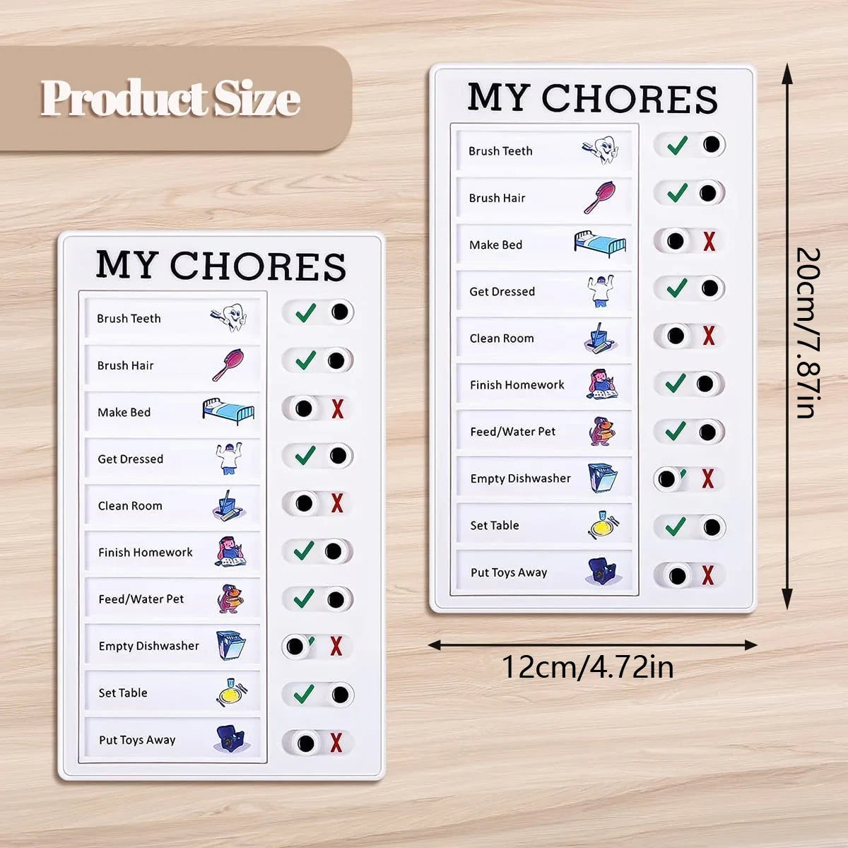1 PC Kids Chore Chart with 5 Pcs Blank Card