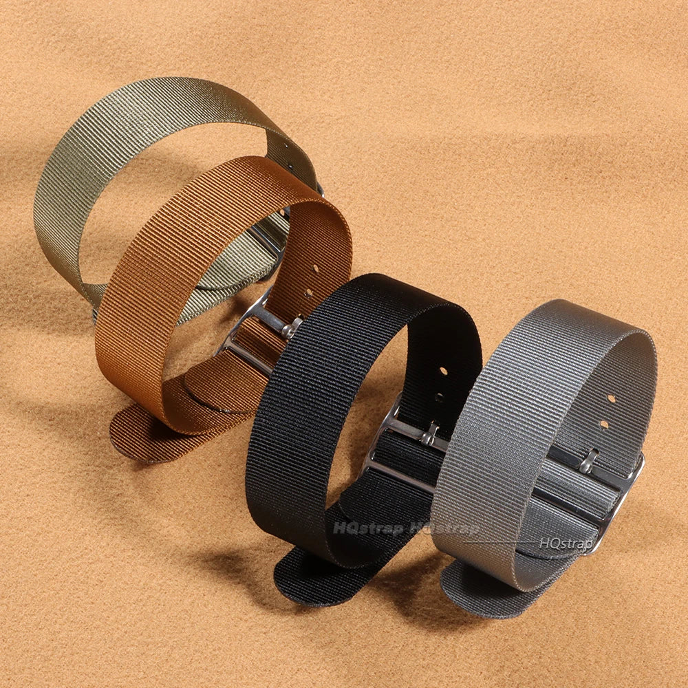 HQstrap 20mm Nylon Watch Strap Universal Brown Green Black Military Sport Band Replacement