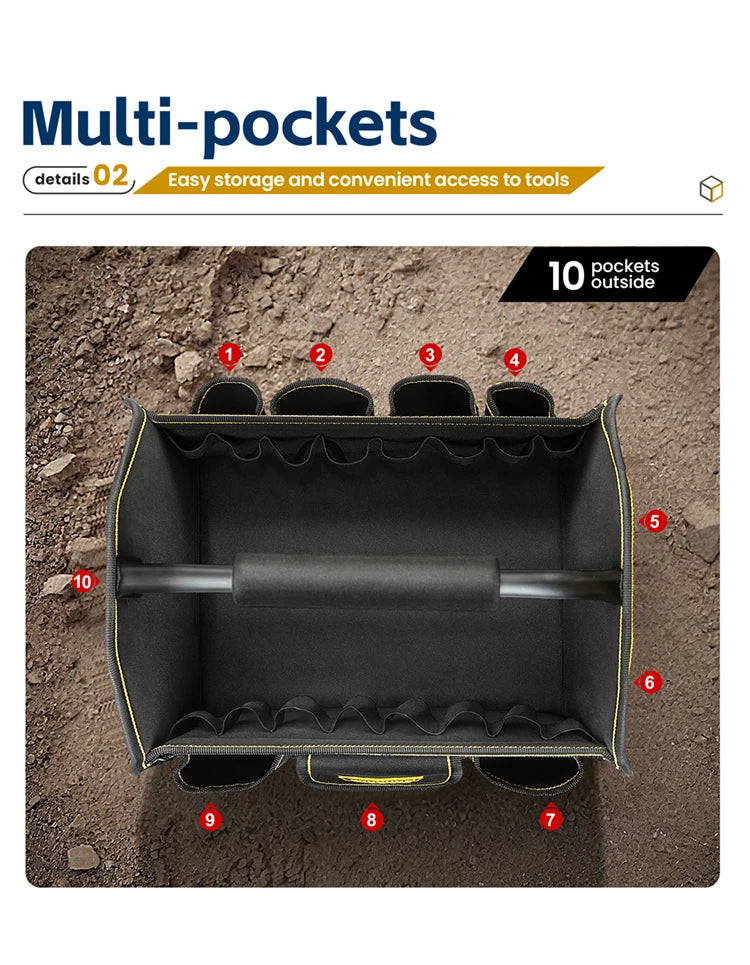 CowLost | product_id-winhunt-10-pocket-wide-mouth-heavy-duty-tool-tote-bag-for-electricians |9