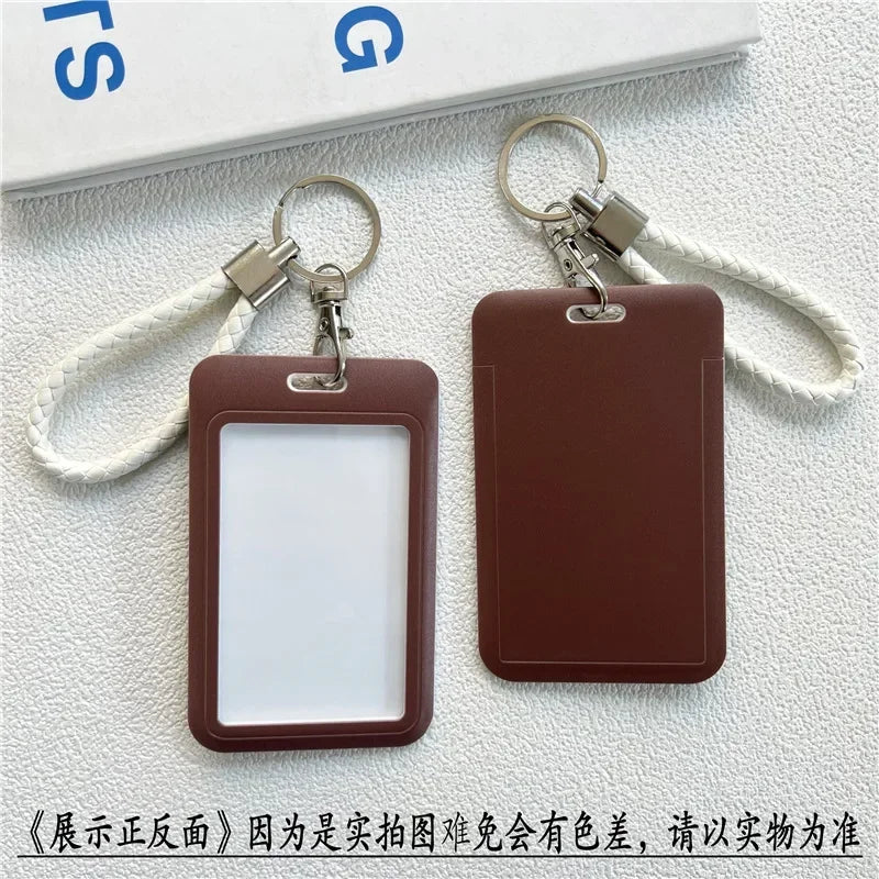 1Pc Solid Color Student Bus ID Card Protective Cover