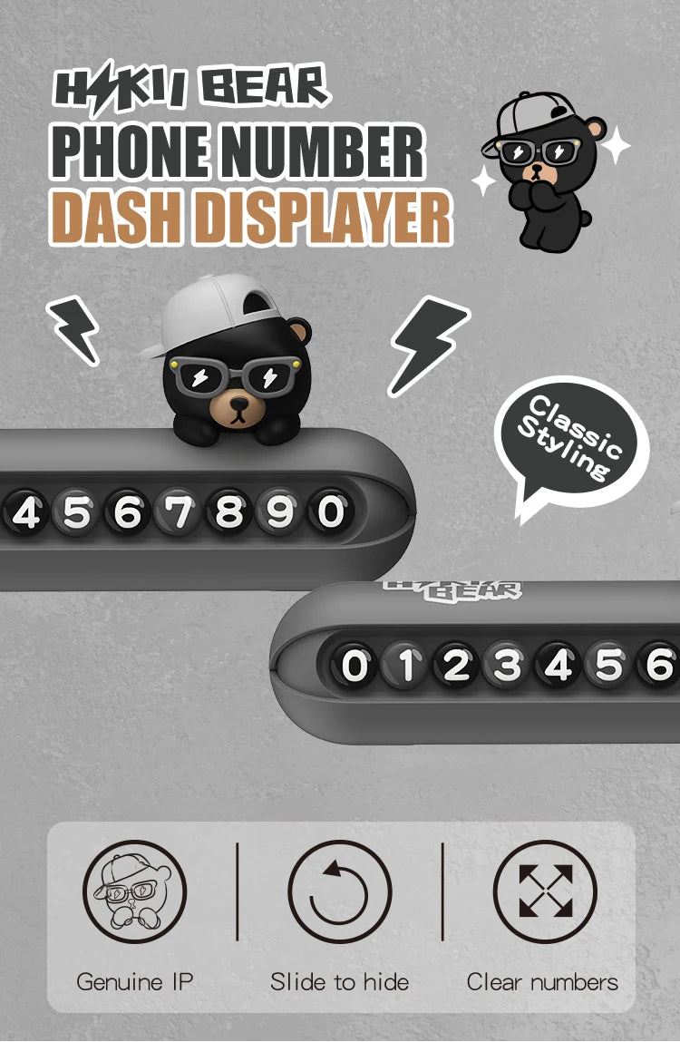 CowLost | product_id-cool-bear-car-dashboard-temporary-parking-phone-number-display-plate-accessory |7