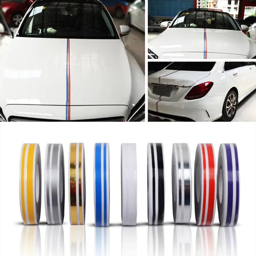 CowLost | 1pc-9-8m-1roll-car-waistline-body-decal-sticker-double-line-rubber-strip-fashion-personality-high-end-small-color-bar-auto-parts |1