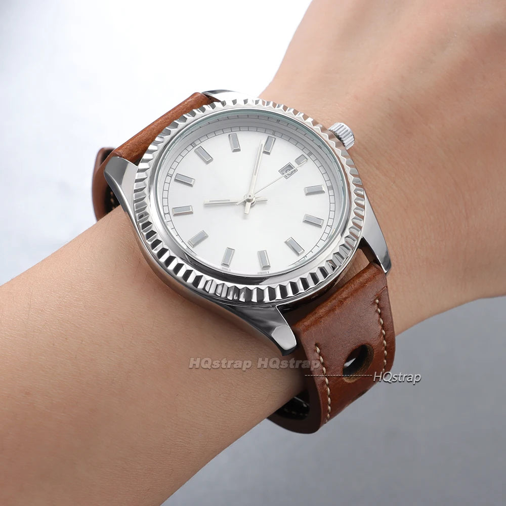 CowLost | product_id-hqstrap-genuine-dark-brown-cowhide-leather-watch-band-20mm-22mm-unisex-with-butterfly-buckle |13