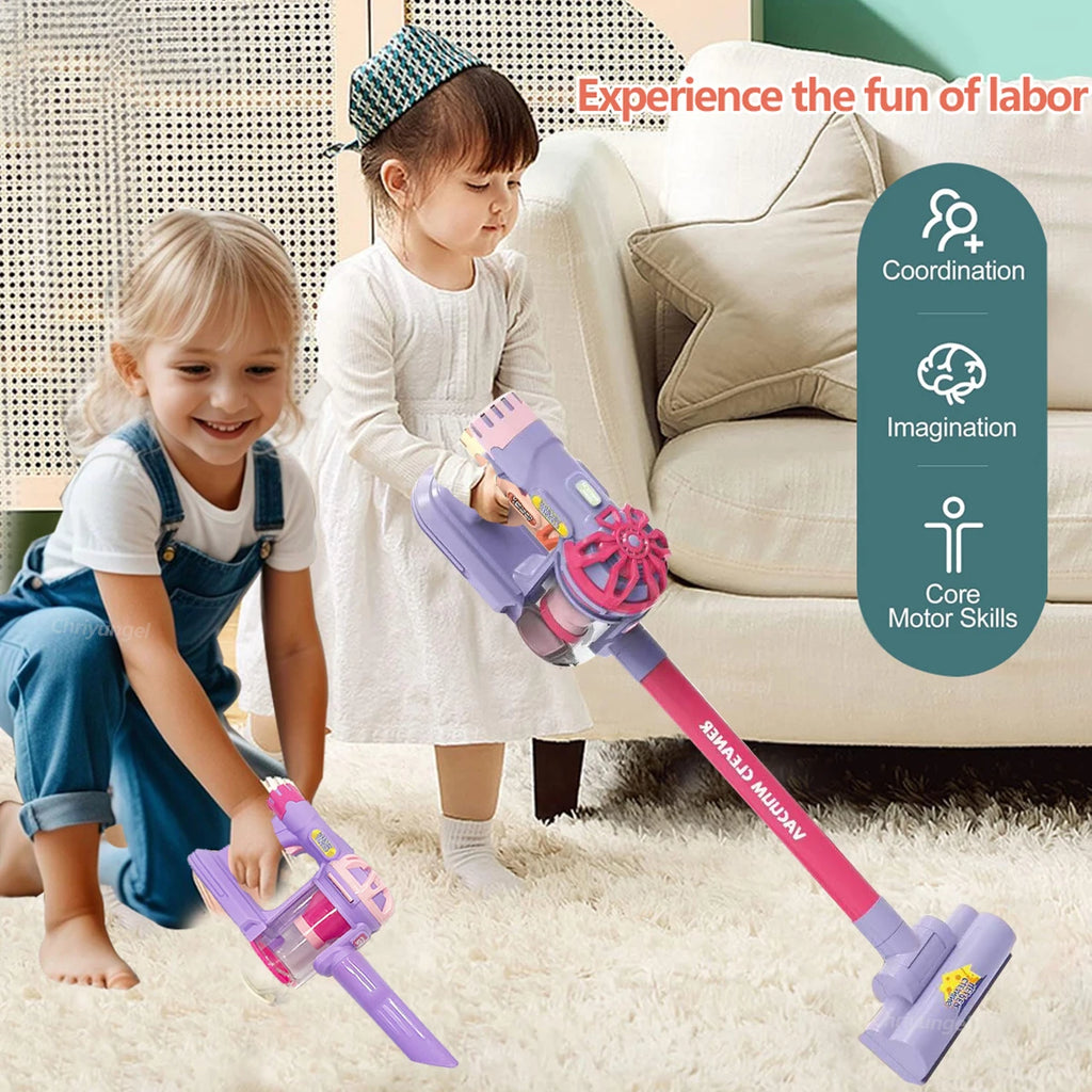 Kids Electric Vacuum Cleaner Toy Pretend Play Cleaning Set Educational Gift for Toddlers