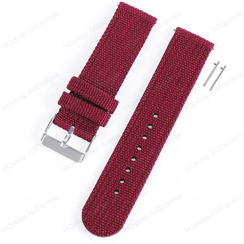 18mm 20mm 22mm Nylon Canvas Quick Release Strap for Samsung Galaxy Watch 4 5 3 Huawei