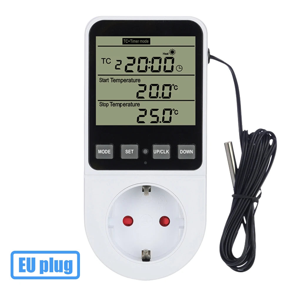 LCD Timer Socket Thermostat Temperature Controller AC110-230V for Heating Cooling