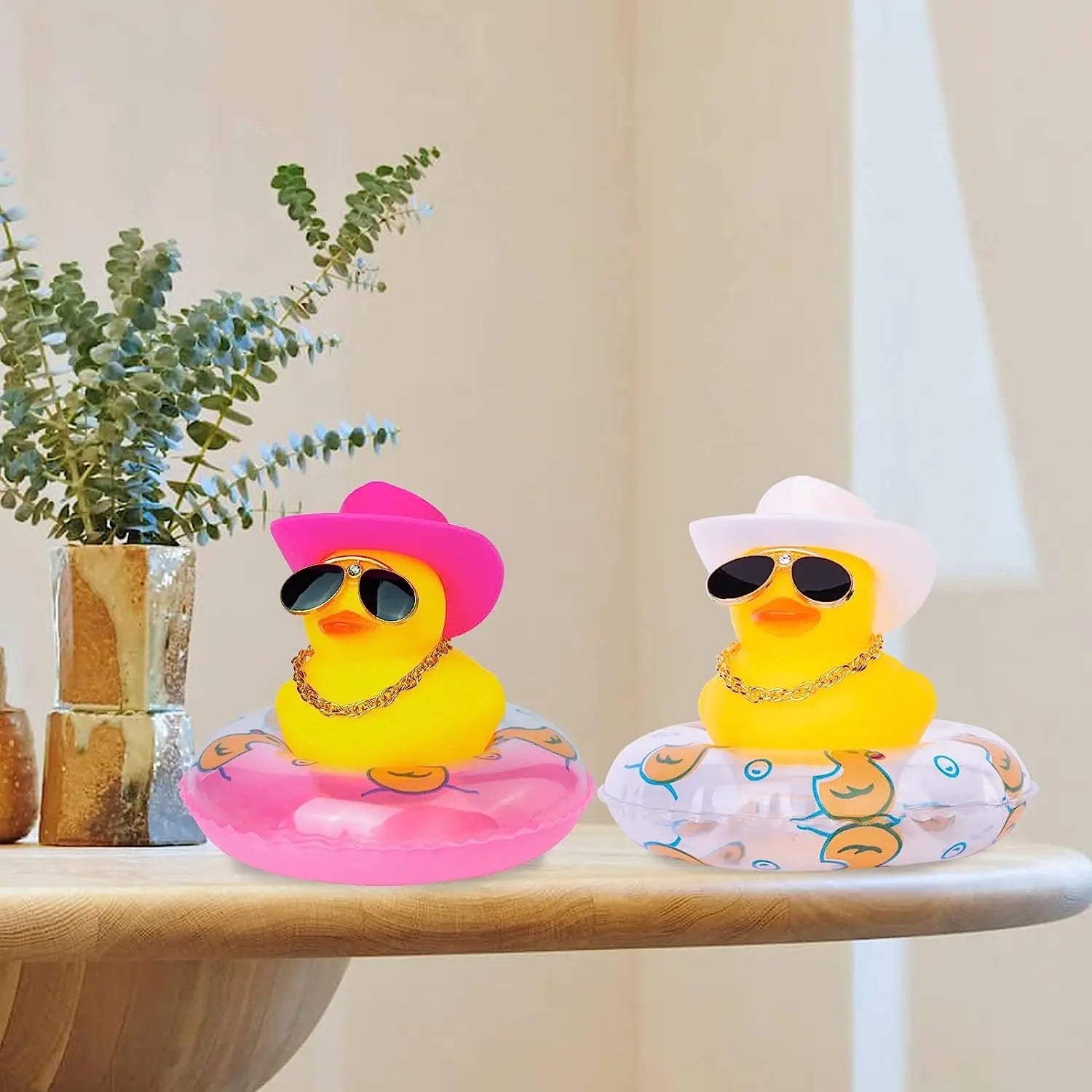 CowLost | 2-set-car-duck-mini-car-dashboard-yellow-rubber-duckies-toy-jeep-duck-party-favor-car-decoration-table-ornament-car-accessory |38