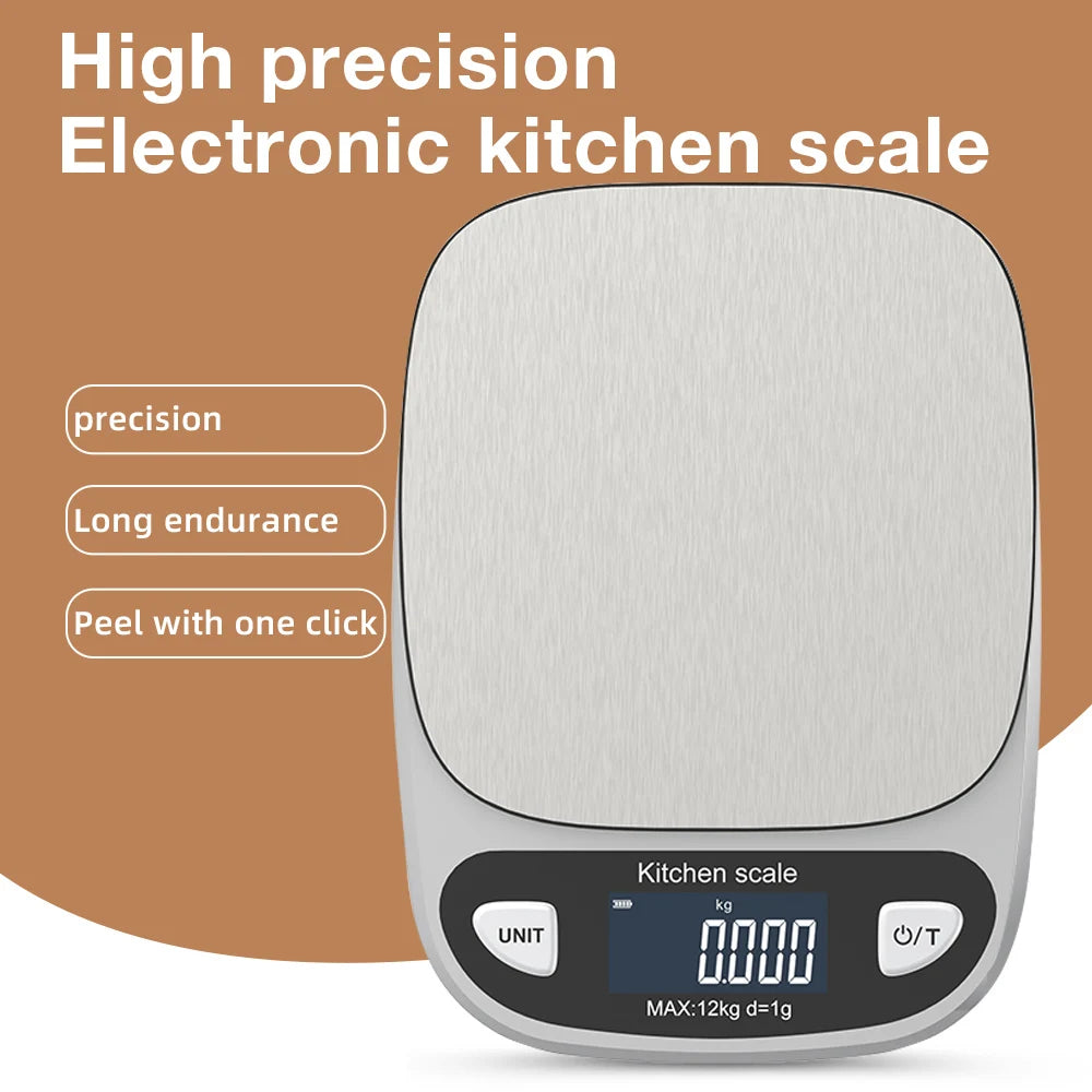 Digital Kitchen Scale 12kg/1g & 6kg/0.1g Waterproof Electronic Balance for Food, Jewelry, Baking