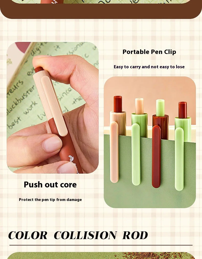 CowLost | product_id-4pcs-milk-tea-gel-pens-set-assorted-retractable-0-5mm-rollerball-for-fast-dry-note-taking-exams |17