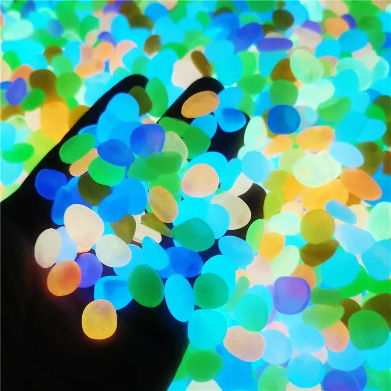 50pcs Glow in Dark Luminous Stones Garden Pebbles Fish Tank Aquarium Decoration