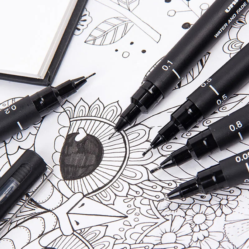 CowLost | 3-6-12pcs-japan-uni-pin-200-hook-drawing-pens-multi-specification-black-needle-pen-manga-design-drawing-stationery-art-supplies-1 |3