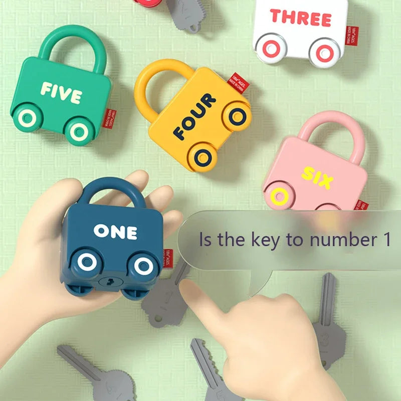 Montessori Baby Learning Lock with Key Number Matching Educational Toy for Kids 1-3 Years