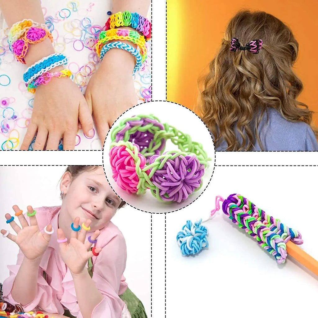 600pcs Colorful Loom Bands Set 12 Colors DIY Bracelet Making Kit Gift for Kids