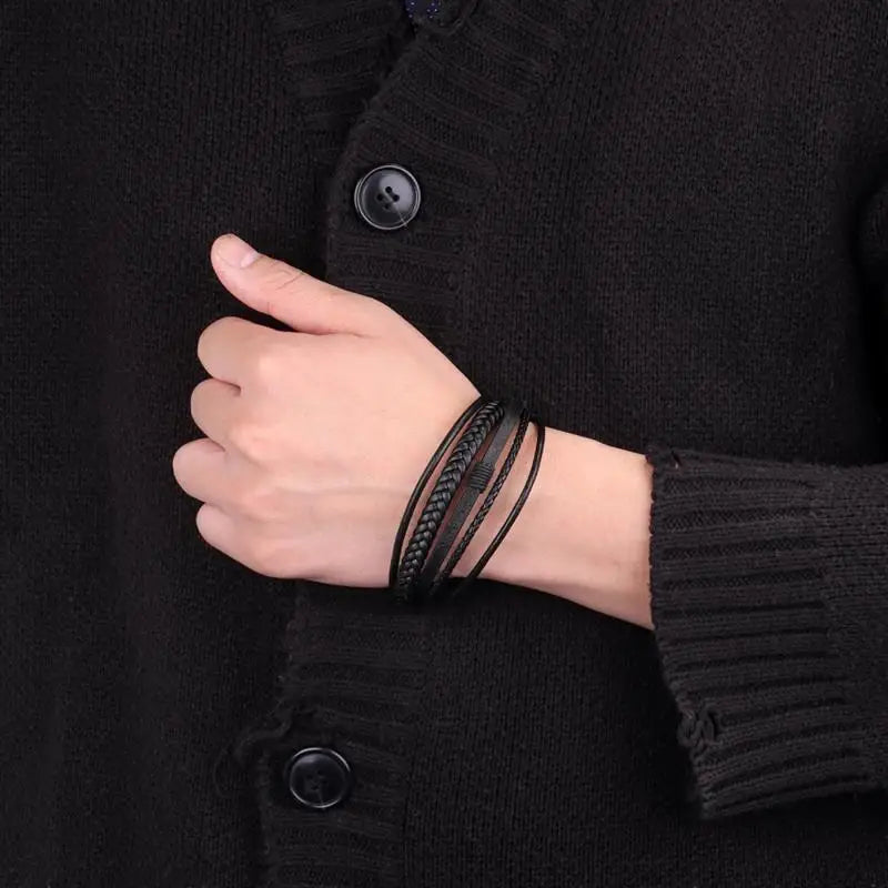 CowLost | infinity-symbol-charm-multi-layer-leather-bracelet-for-men |18
