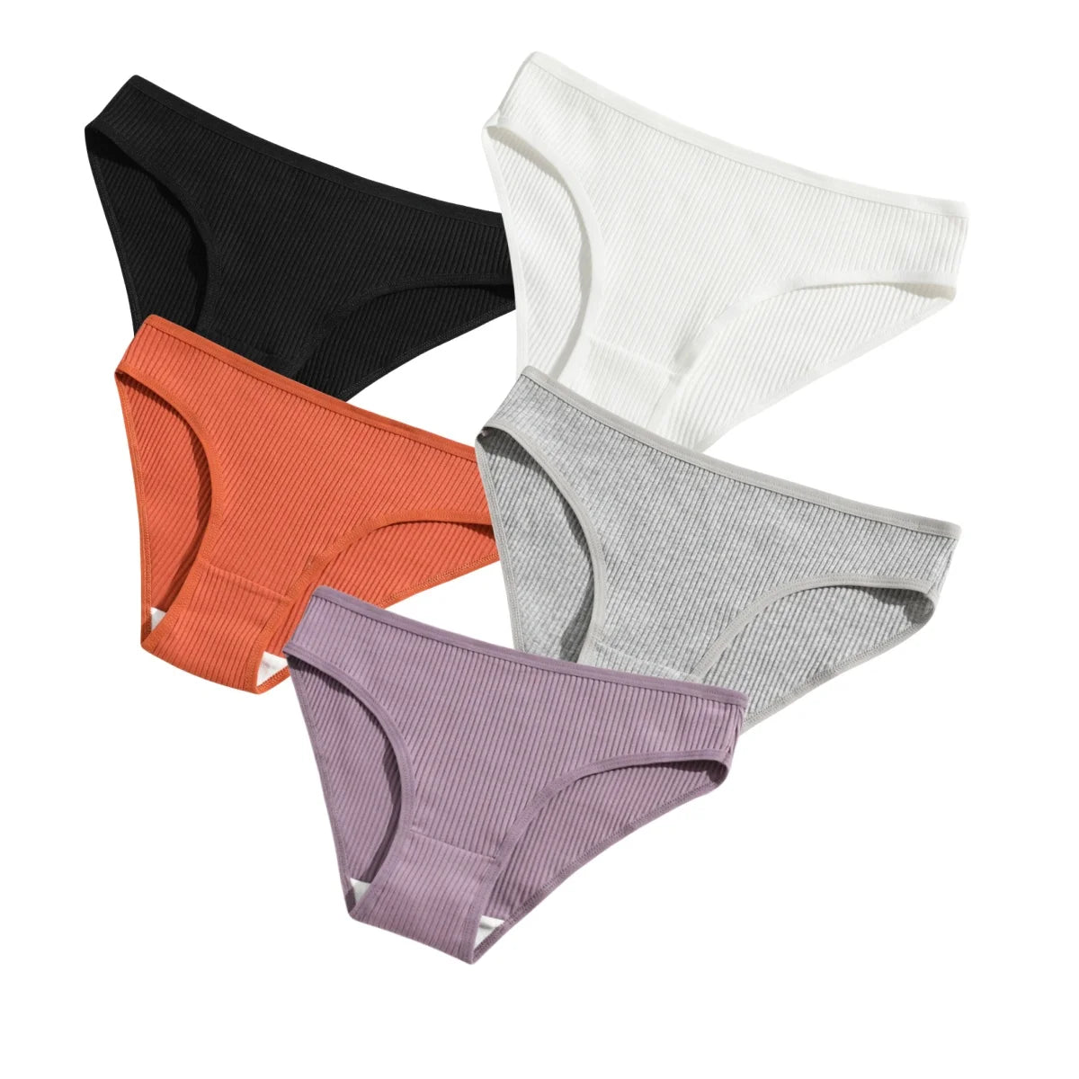 CowLost | product_id-5pcs-women-s-cotton-stretch-solid-color-briefs-soft-comfort-panties-s-xxl |10