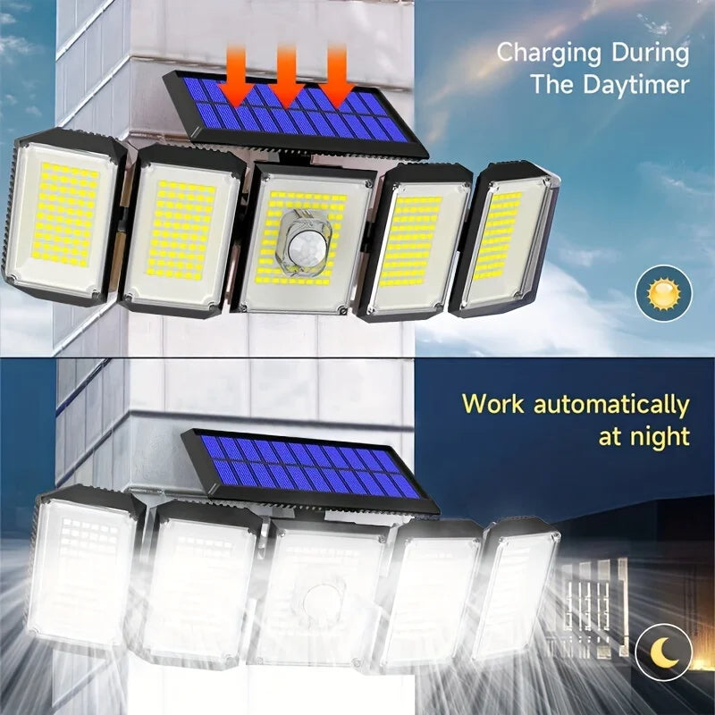 Mexllex 300 LED Solar Outdoor Motion Sensor Light with Remote, 3 Modes, IP65 Waterproof