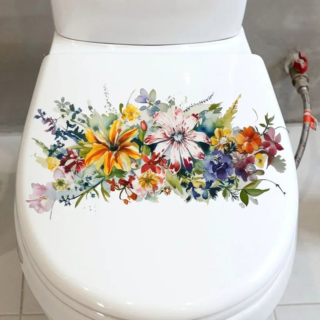 CowLost | toilet-stickers-flower-stickers-bathroom-self-adhesive-painting |2