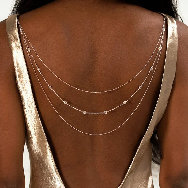 CowLost | new-crystal-zircon-pearl-back-drop-chain-necklace-for-women-elegant-long-backless-tassel |6