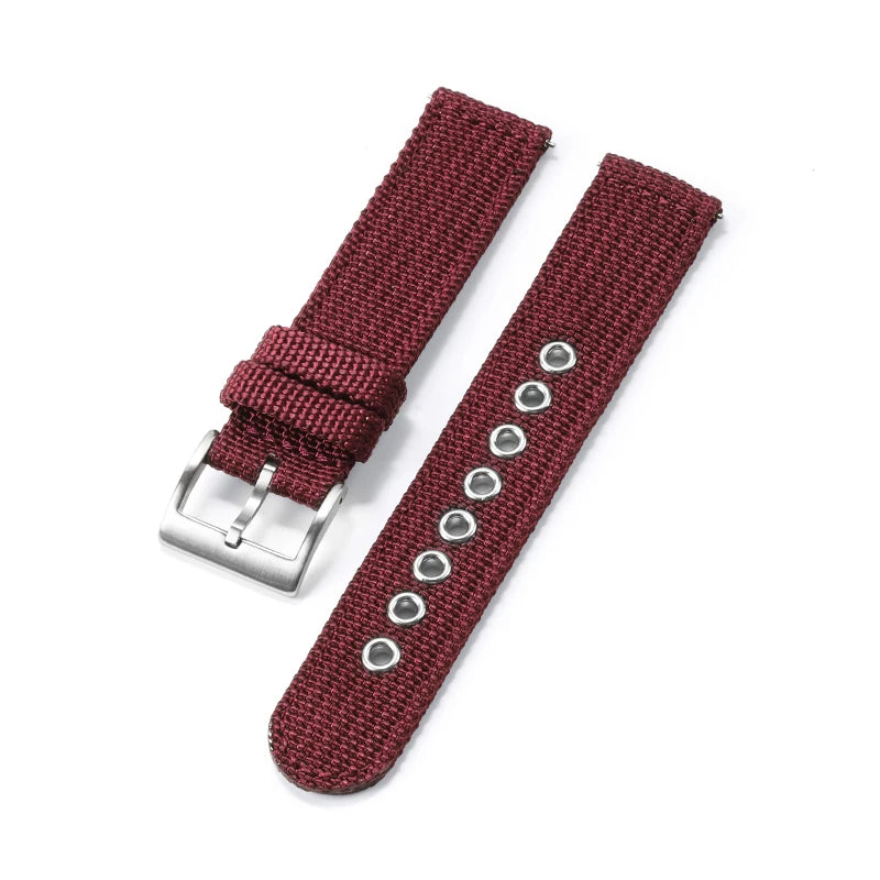 18mm 20mm 22mm Nylon Canvas Quick Release Strap for Samsung Galaxy Watch 4 5 3 Huawei