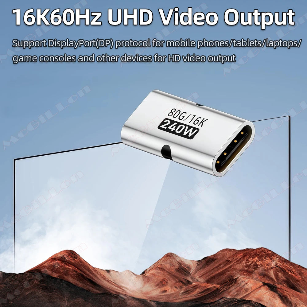 CowLost | video-product_id-pd240w-usb-c-female-to-female-otg-adapter-240w-pd3-1-fast-charging-80gbps-data-16k-60hz-video-support |4