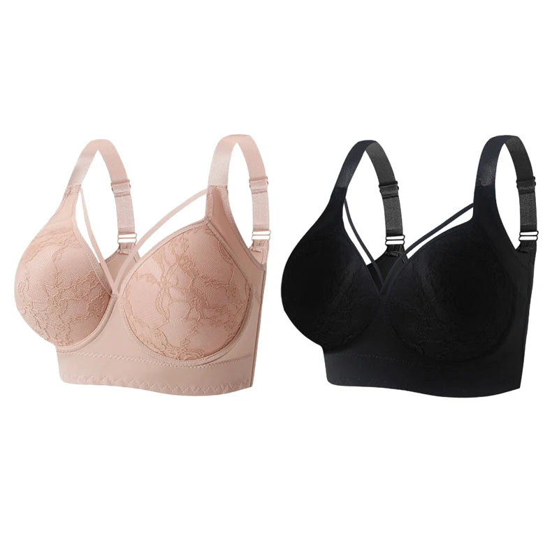 CowLost | product_id-fallsweet-2pcs-plus-size-seamless-lace-push-up-underwire-bras-full-coverage |7