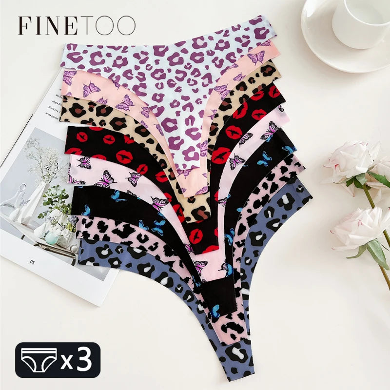 CowLost | activewear-pants-3pcs-womens-ice-silk-seamless-low-waist-leopard-thongs |1