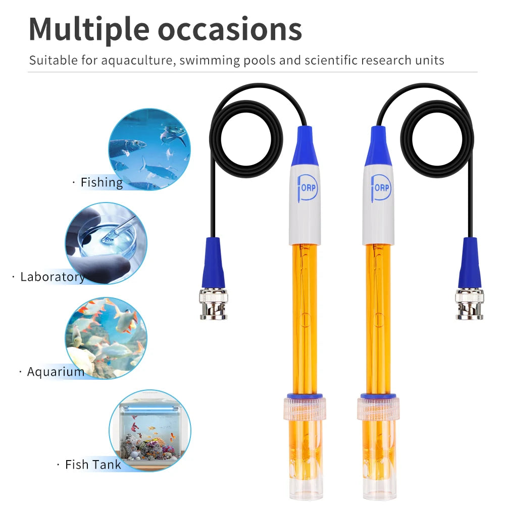 PH Electrode Probe BNC Connector ORP Replacement Sensor IP65 Glass Composite for Lab Aquarium